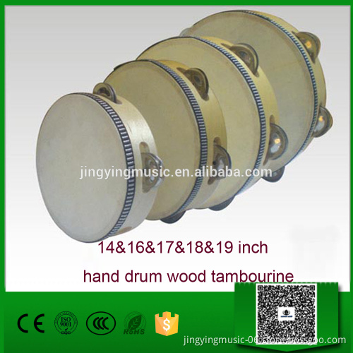 Factory direct sale high quality natural colour musical toys hand drum wood tambourine